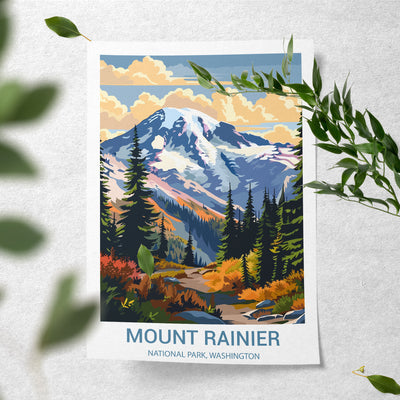 Mount Rainier National Park Poster – Vintage Cascade Mountain Wall Art - Wanderlust Posters