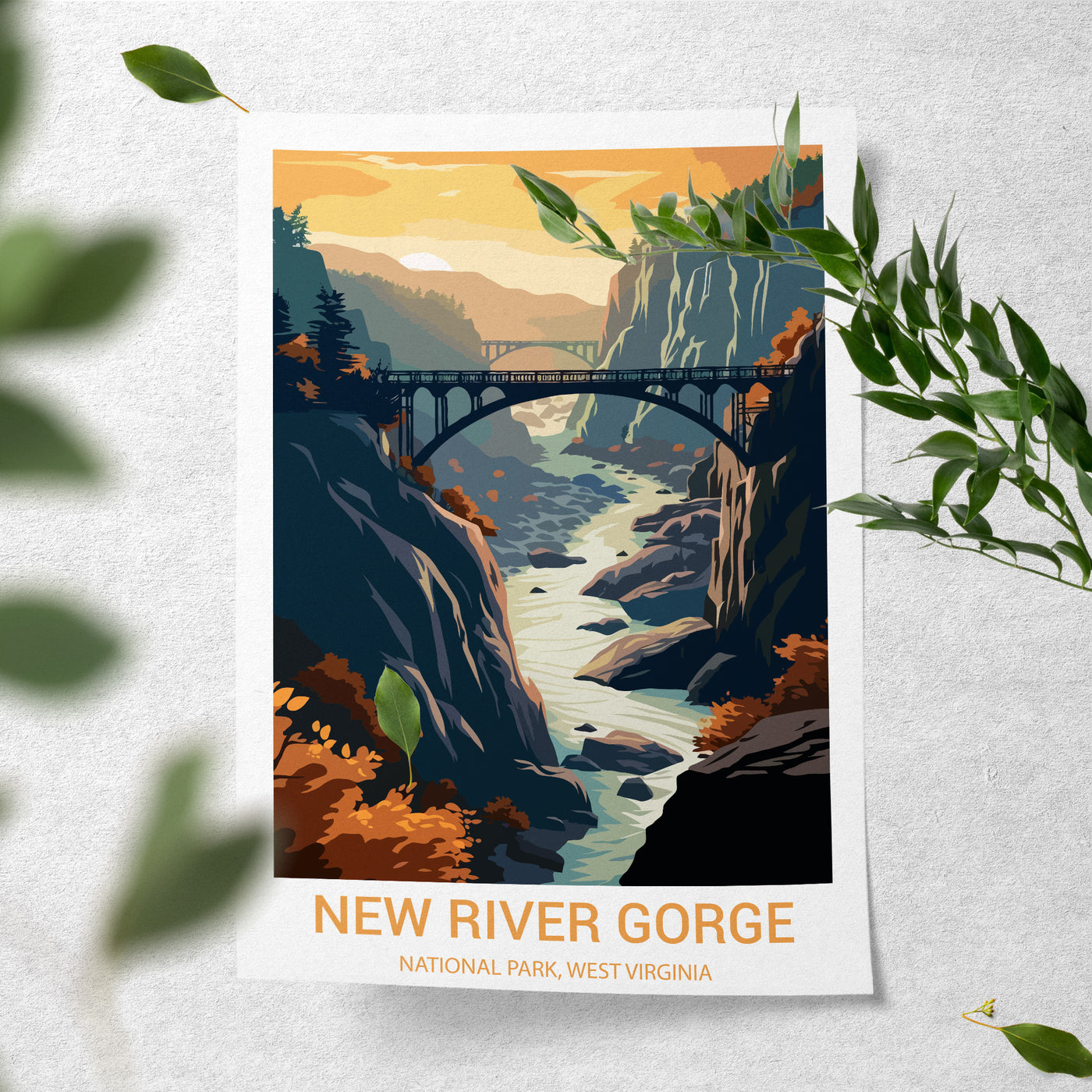 New River Gorge National Park Poster – Retro Appalachian Bridge Wall Art - Wanderlust Posters