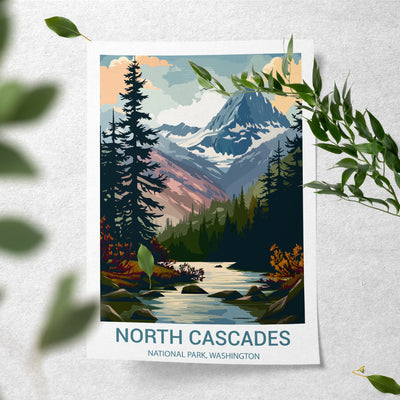 North Cascades National Park Poster – Vintage Alpine Wilderness Wall Art - Wanderlust Posters