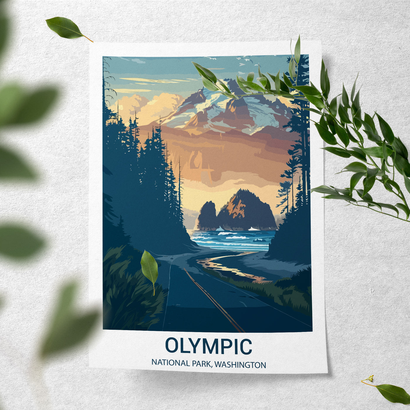 Olympic National Park Poster – Coastal Vintage Washington Wall Art - Wanderlust Posters