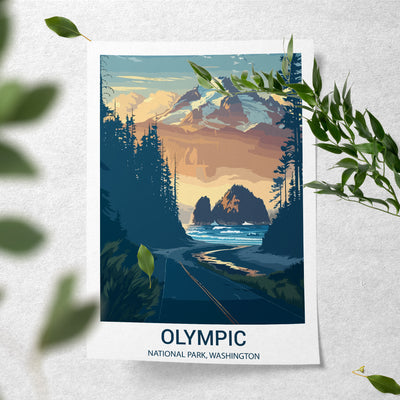 Olympic National Park Poster – Coastal Vintage Washington Wall Art - Wanderlust Posters
