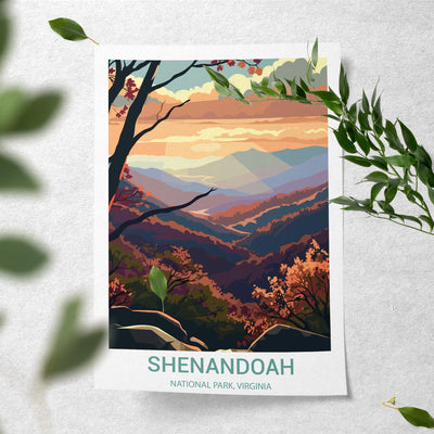 Shenandoah National Park Poster – Retro Mountain Sunset Print - Wanderlust Posters