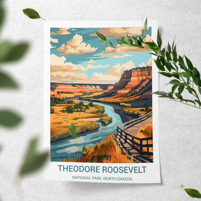 Theodore Roosevelt National Park Poster – Vintage Badlands Print - Wanderlust Posters