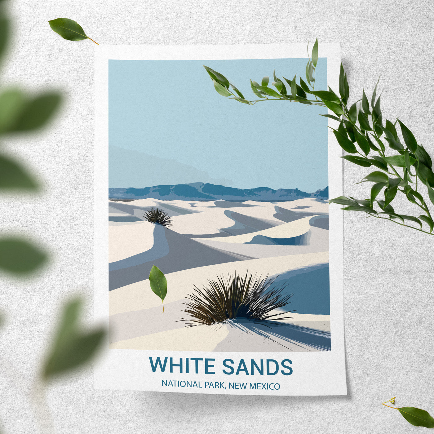 White Sands National Park Poster – Minimalist Desert Dunes Art - Wanderlust Posters