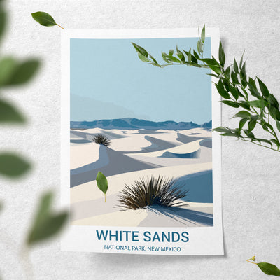 White Sands National Park Poster – Minimalist Desert Dunes Art - Wanderlust Posters