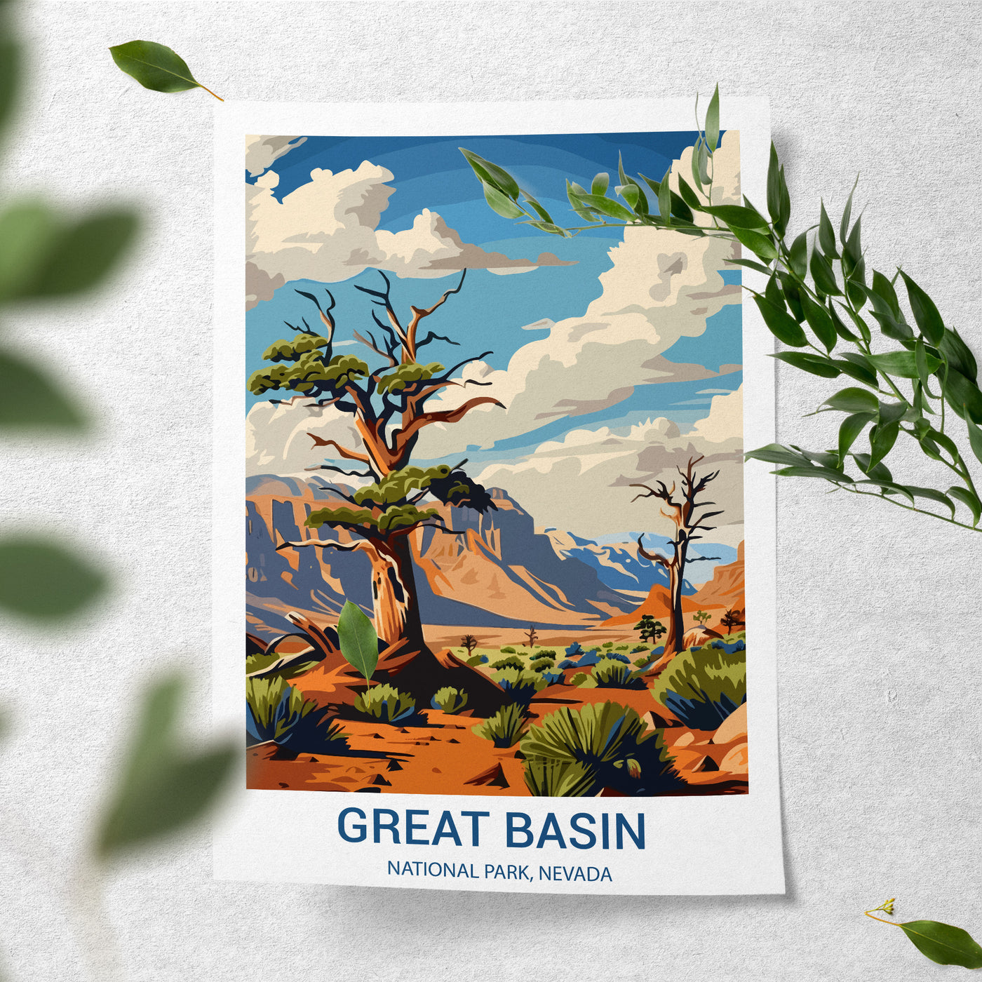 Great Basin National Park Poster – Retro Nevada Desert Wall Art Print - Wanderlust Posters