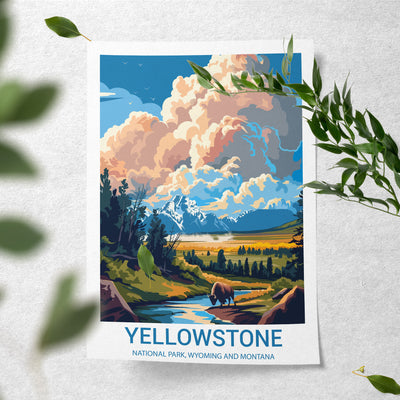 Yellowstone National Park Poster – Vintage National Park Art Print - Wanderlust Posters