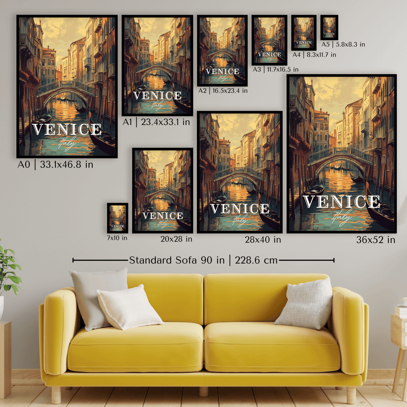Venice, Italy - Vintage Canal Sunset - Travel Destinations Poster