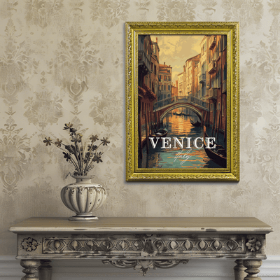 Venice, Italy - Vintage Canal Sunset - Travel Destinations Poster