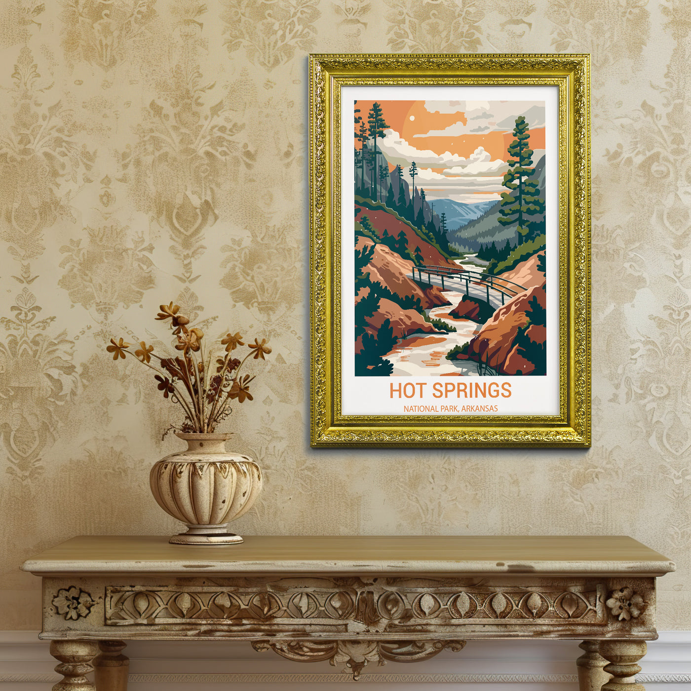 Hot Springs National Park Poster – Vintage Arkansas Forest Art Print - Wanderlust Posters