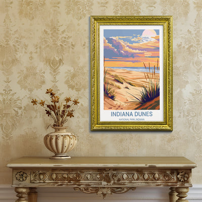 Indiana Dunes National Park Poster – Retro Beach Sunset Wall Art - Wanderlust Posters
