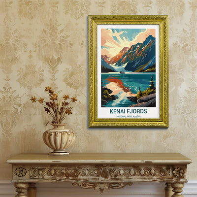 Kenai Fjords National Park Poster – Retro Glacier Coastline Wall Art - Wanderlust Posters
