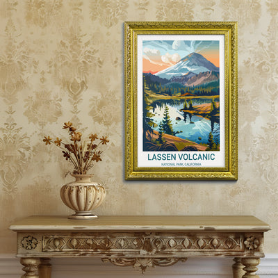 Lassen Volcanic National Park Poster – California Volcano Retro Wall Art - Wanderlust Posters