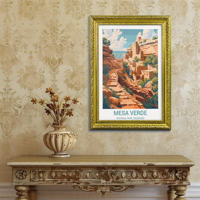 Mesa Verde National Park Poster – Vintage Cliff Dwelling Landscape Art - Wanderlust Posters