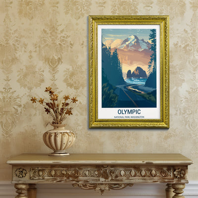 Olympic National Park Poster – Coastal Vintage Washington Wall Art - Wanderlust Posters