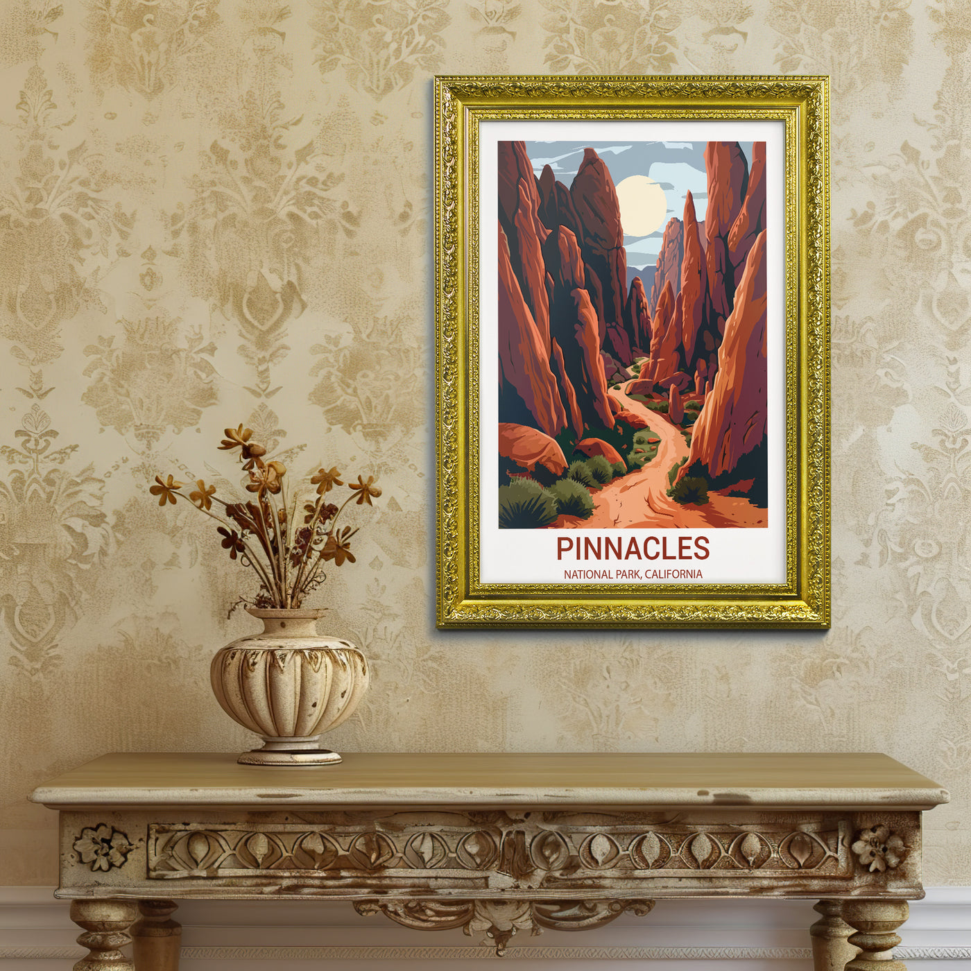 Pinnacles National Park Poster – Vintage California Rock Formations Wall Art - Wanderlust Posters