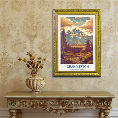 Grand Teton National Park Poster – Vintage-Style Wyoming Mountain Art - Wanderlust Posters