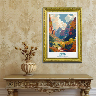 Zion National Park Poster – Retro Utah Landscape Print for National Park Lovers - Wanderlust Posters