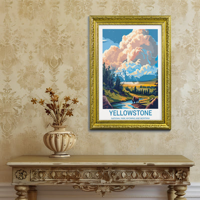 Yellowstone National Park Poster – Vintage National Park Art Print - Wanderlust Posters
