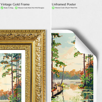 Congaree National Park Poster – Scenic Vintage Nature Print - Wanderlust Posters