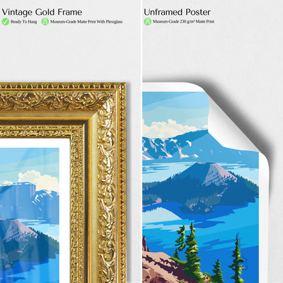 Crater Lake National Park Poster – Vintage Scenic Print - Wanderlust Posters