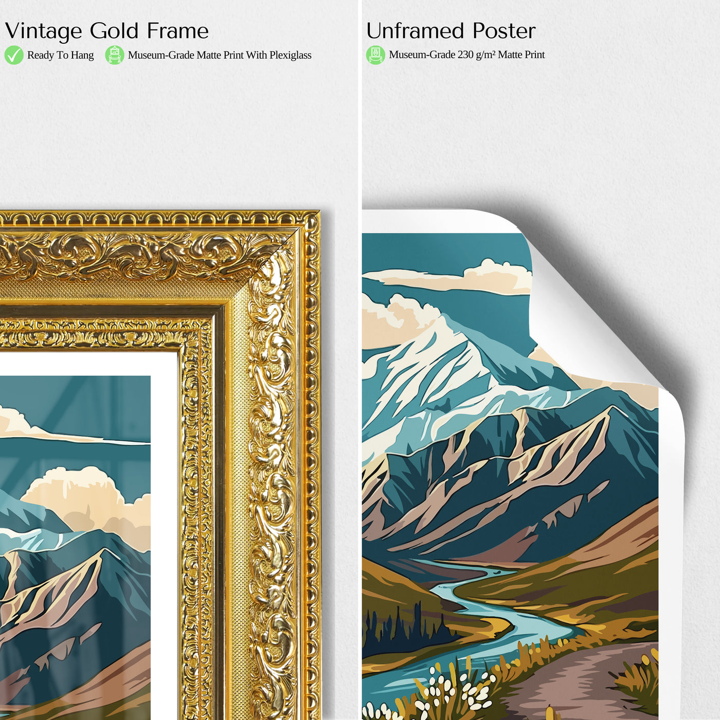 Denali National Park Poster – Vintage Mountain Landscape Print - Wanderlust Posters