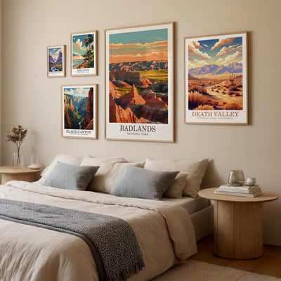 Badlands National Park Poster - Retro Landscape Print - Wanderlust Posters