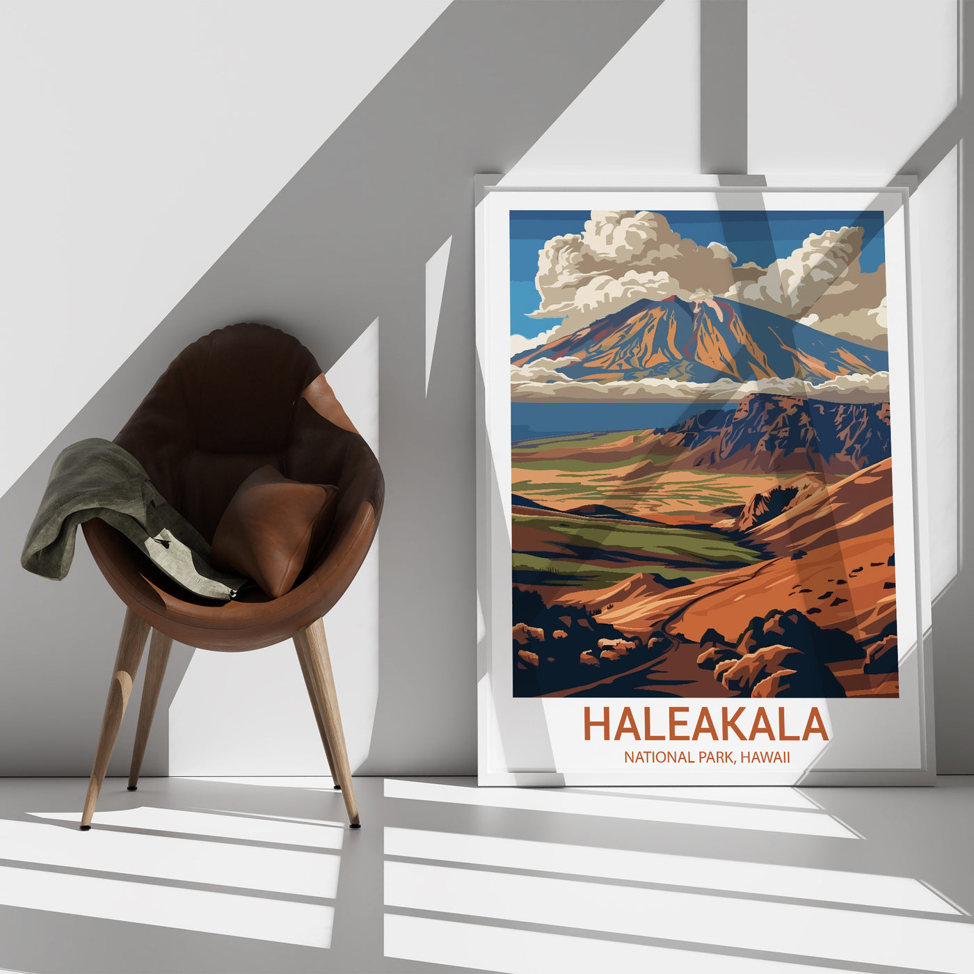 Haleakalā National Park Poster – Retro Hawaii Volcano Landscape Print - Wanderlust Posters