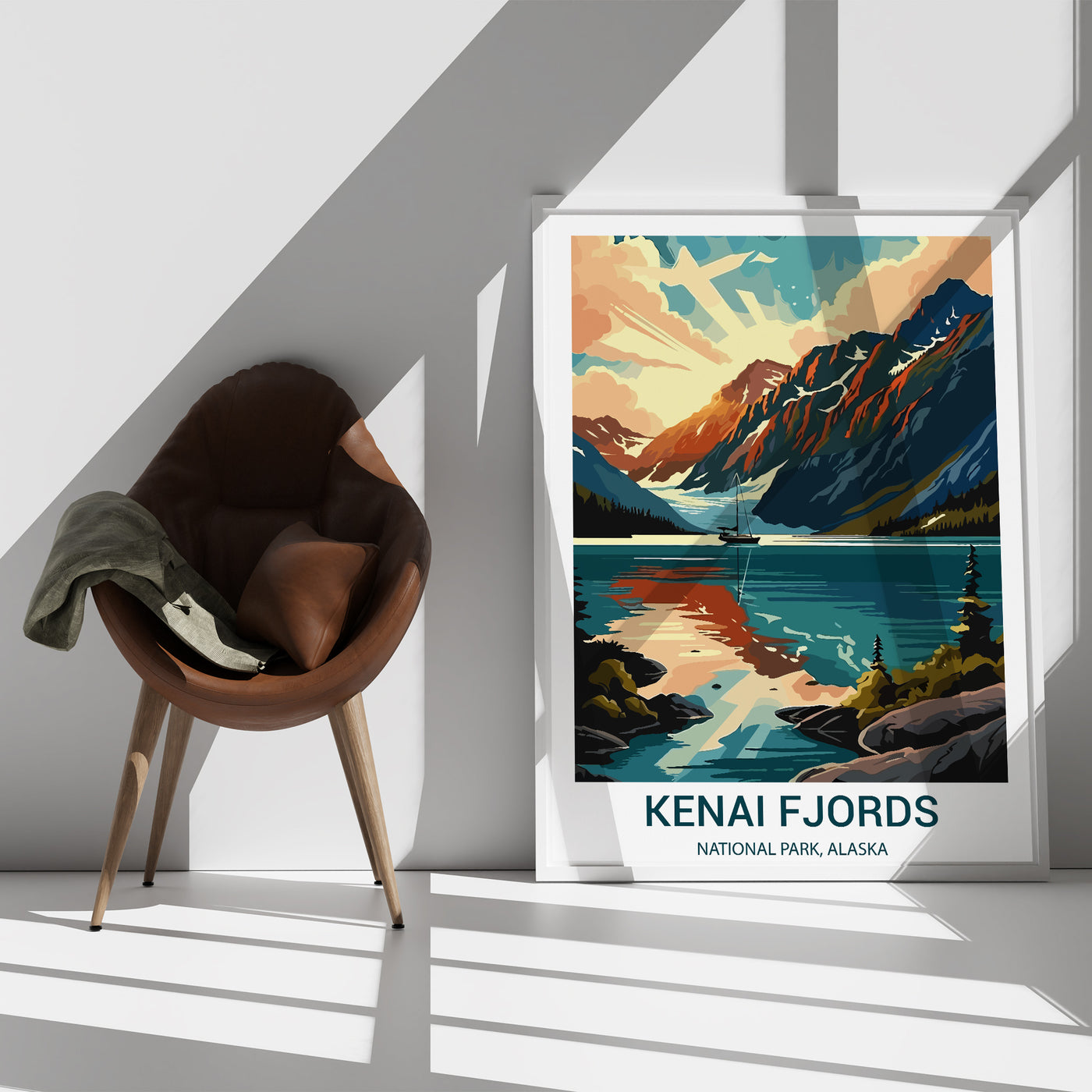 Kenai Fjords National Park Poster – Retro Glacier Coastline Wall Art - Wanderlust Posters