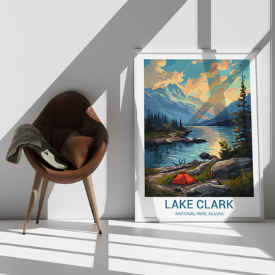 Lake Clark National Park Poster – Vintage Alaska Camping Wall Art - Wanderlust Posters