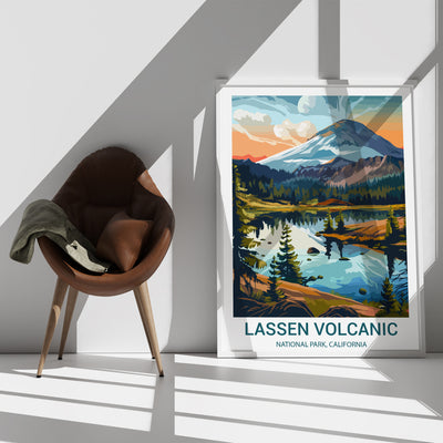 Lassen Volcanic National Park Poster – California Volcano Retro Wall Art - Wanderlust Posters