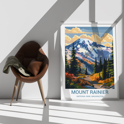 Mount Rainier National Park Poster – Vintage Cascade Mountain Wall Art - Wanderlust Posters
