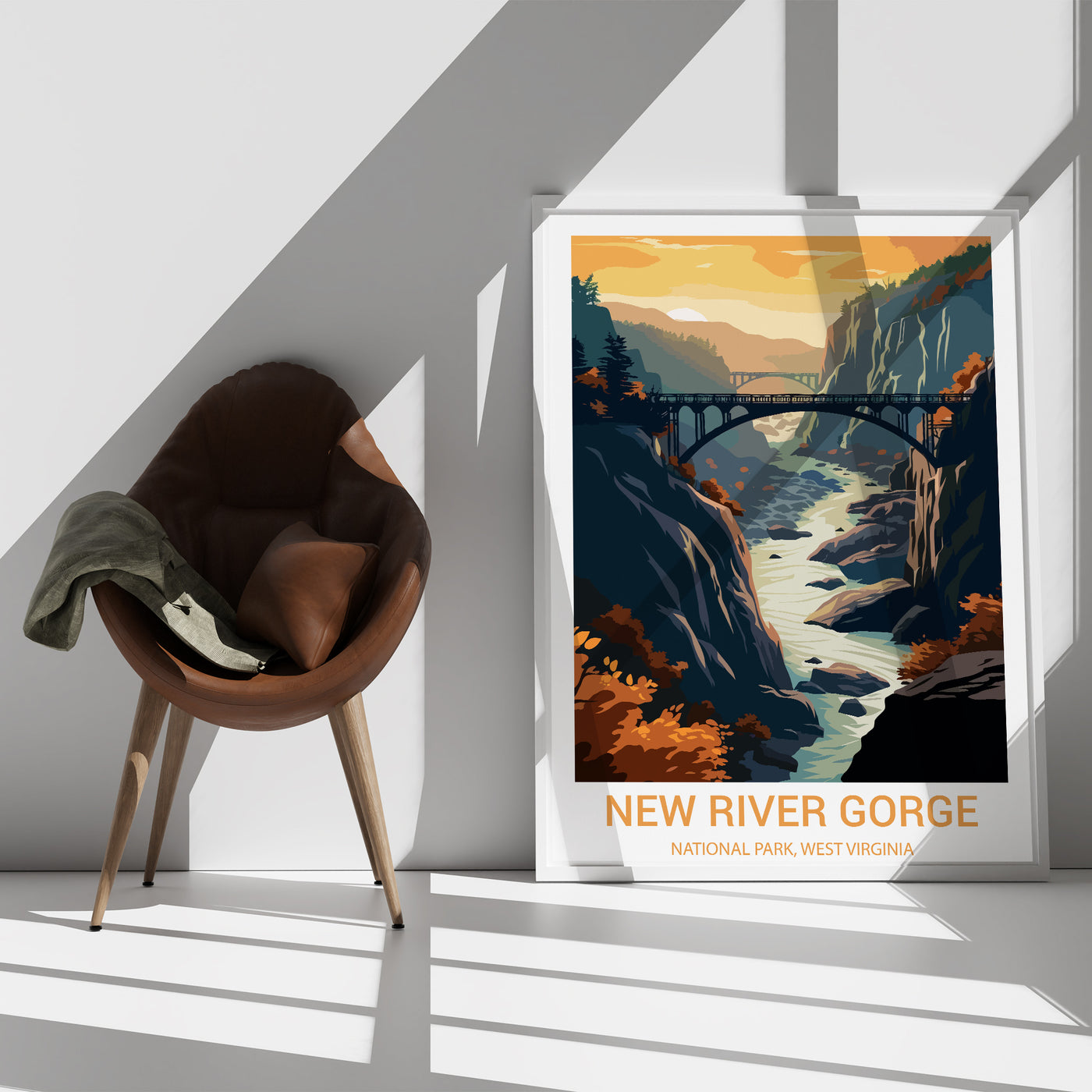 New River Gorge National Park Poster – Retro Appalachian Bridge Wall Art - Wanderlust Posters