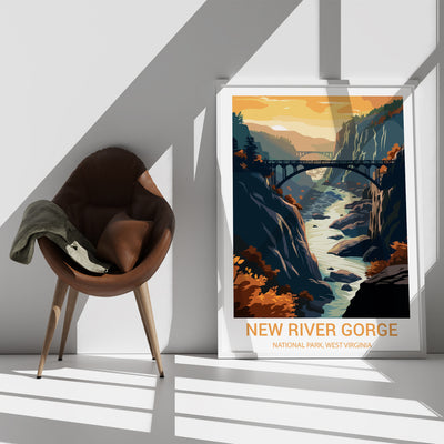 New River Gorge National Park Poster – Retro Appalachian Bridge Wall Art - Wanderlust Posters