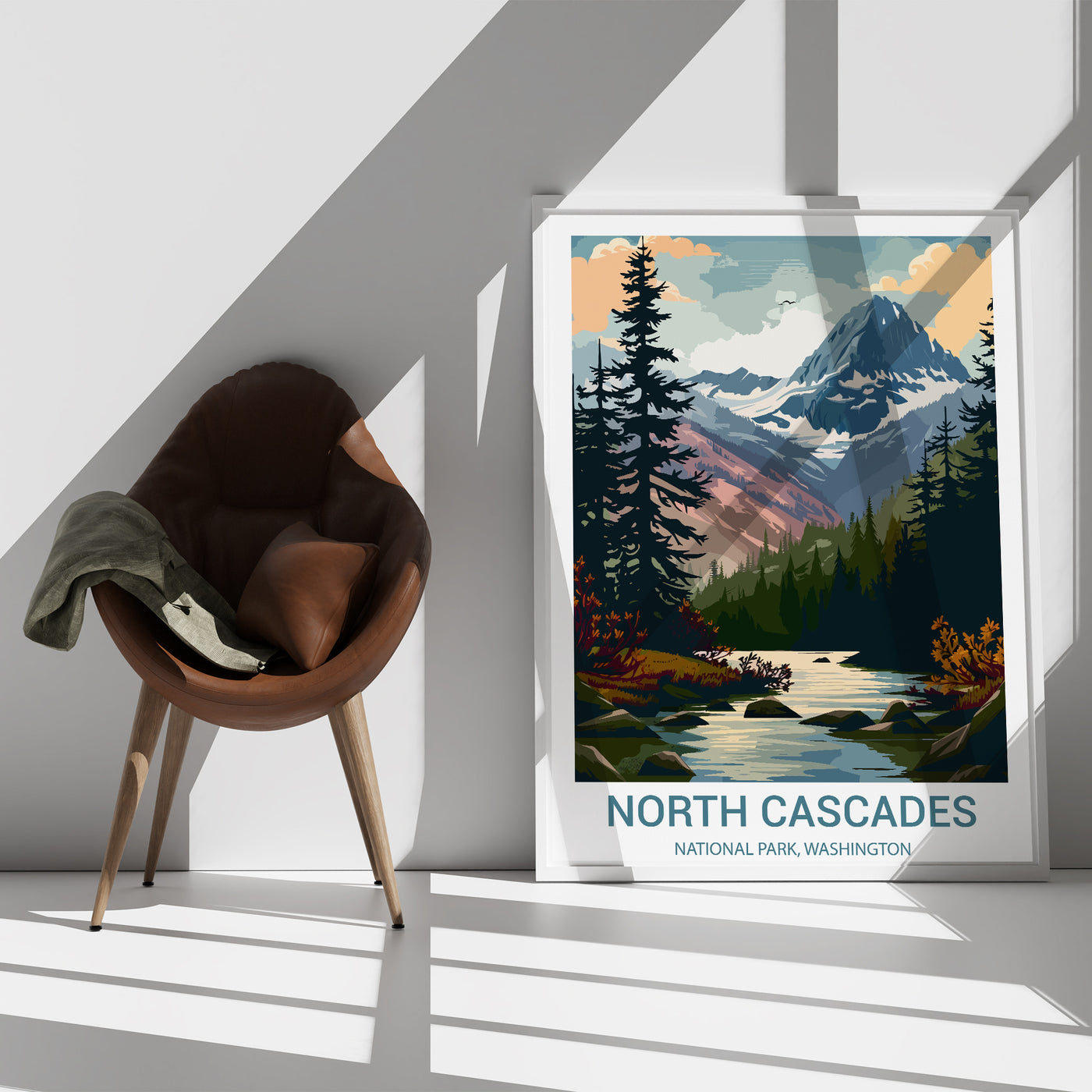 North Cascades National Park Poster – Vintage Alpine Wilderness Wall Art - Wanderlust Posters