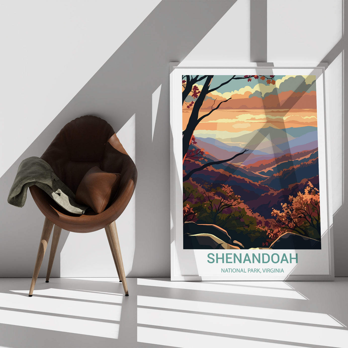Shenandoah National Park Poster – Retro Mountain Sunset Print - Wanderlust Posters