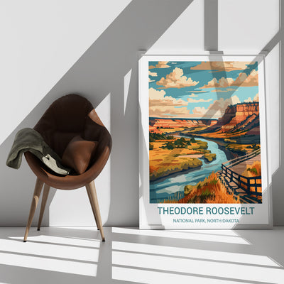 Theodore Roosevelt National Park Poster – Vintage Badlands Print - Wanderlust Posters