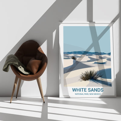 White Sands National Park Poster – Minimalist Desert Dunes Art - Wanderlust Posters