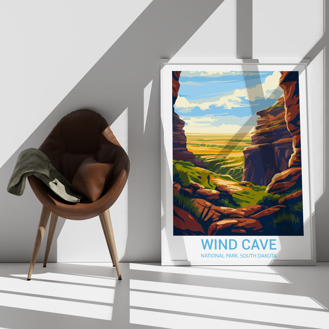 Wind Cave National Park Poster – Retro South Dakota Landscape - Wanderlust Posters