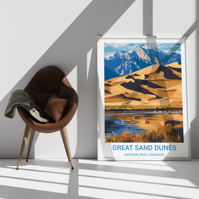 Great Sand Dunes National Park Poster – Vintage Colorado Landscape Print - Wanderlust Posters