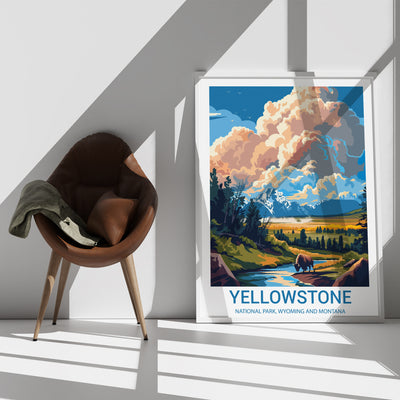 Yellowstone National Park Poster – Vintage National Park Art Print - Wanderlust Posters