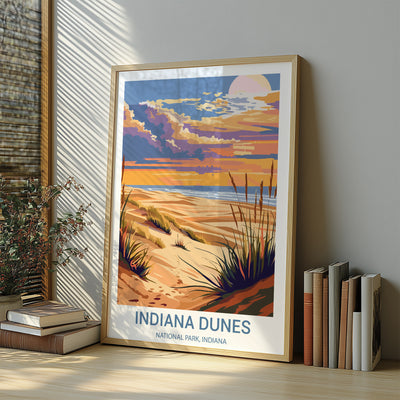 Indiana Dunes National Park Poster – Retro Beach Sunset Wall Art - Wanderlust Posters