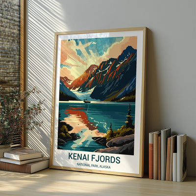 Kenai Fjords National Park Poster – Retro Glacier Coastline Wall Art - Wanderlust Posters