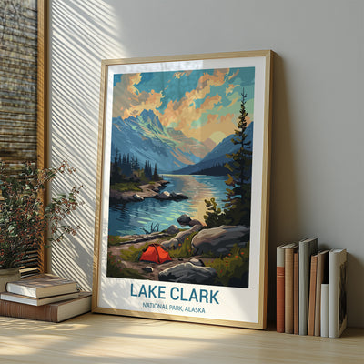 Lake Clark National Park Poster – Vintage Alaska Camping Wall Art - Wanderlust Posters