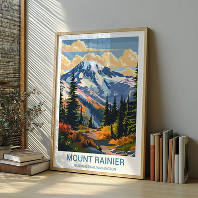 Mount Rainier National Park Poster – Vintage Cascade Mountain Wall Art - Wanderlust Posters
