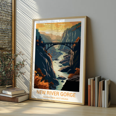 New River Gorge National Park Poster – Retro Appalachian Bridge Wall Art - Wanderlust Posters