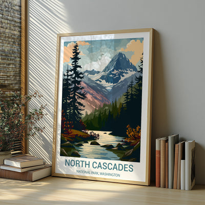 North Cascades National Park Poster – Vintage Alpine Wilderness Wall Art - Wanderlust Posters