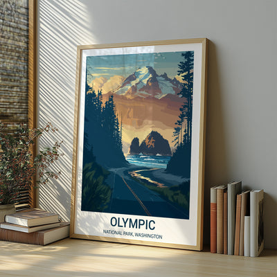 Olympic National Park Poster – Coastal Vintage Washington Wall Art - Wanderlust Posters