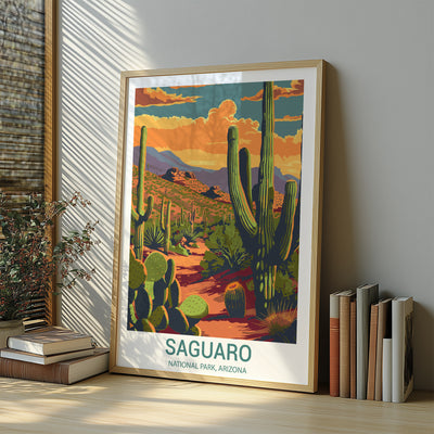 Saguaro National Park Poster – Arizona Desert Cactus Wall Art - Wanderlust Posters