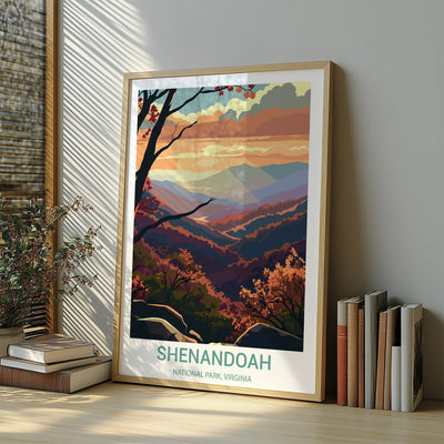 Shenandoah National Park Poster – Retro Mountain Sunset Print - Wanderlust Posters